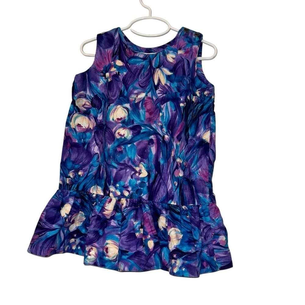 Vtg Hookano Hawaiian dress purple blue floral sz 6